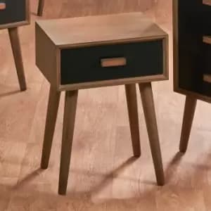 Pacific Klee 1 Drawer Slim Bedside Table, Pine Black