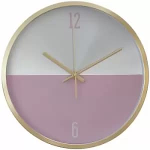 Wall Clock Silver / Pink Finish Gold Frame Clocks For Living Room / Bedroom / Contemporary Style Round Shaped Design Metal Clocks 4 x 30 x 30