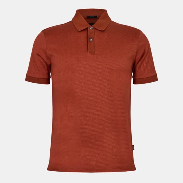 Boss Mens H-Parlay Micro-Pattern Cotton Short Sleeve Polo Shirt Dark Orange male XS