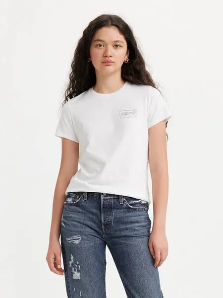 Levis Shimmer Outline Perfect Tee White Female S 203710UK