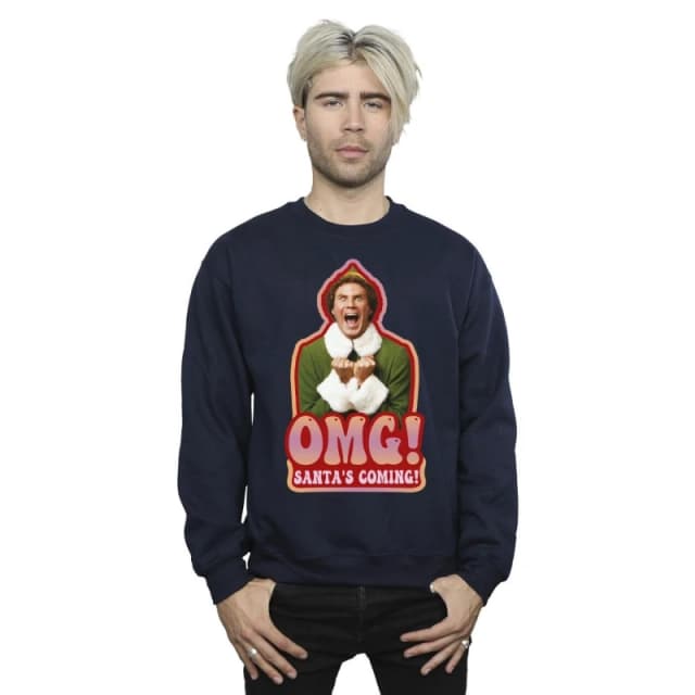 Elf Elf Men Santa's Coming Sweatshirt in Navy Size: Small Navy S Male 5063283845305