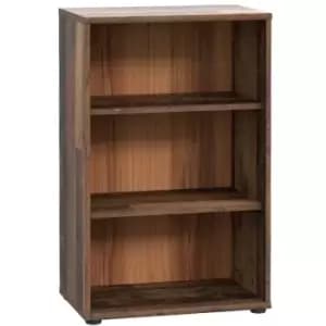 Forte Modern & Slim 3 Tier Bookcase Shelving Unit - Vintage Wood - Brown