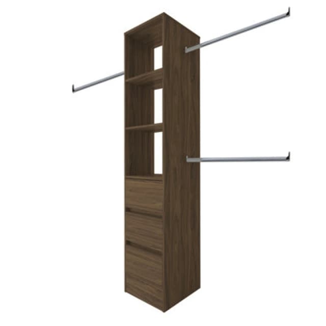 Spacepro Modular Walnut Effect 3 Drawer Tower Unit (H)2100mm (W)450mm (D)500mm