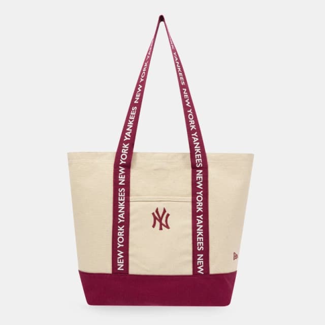 New Era Womens Canvas Strap Tote Bags NY Cream/Red female One Size