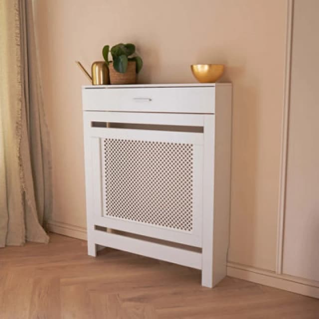 Jack Stonehouse White Radiator Cover With Storage Draw Lattice Diamond Small
