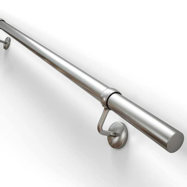 Forgeworks Brushed Steel Premium Easy Install Indoor Stair Handrail Kit 2.4m in Silver Silver Unisex