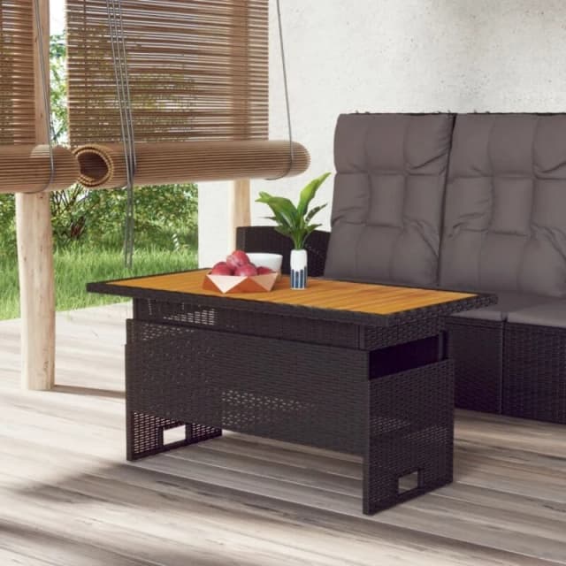 VIDAXL Garden Table Black 100x50x43/63cm Solid Wood Acacia&Poly Rattan Vidaxl 8720845717728