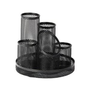 Mesh 5 Tube Pen Pot, Black