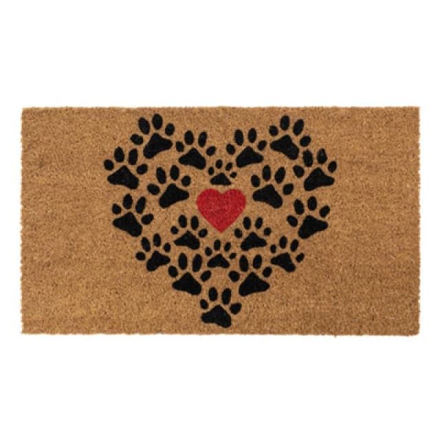 Jvl Eco-Friendly Latex Backed Coir Entrance Doormat, 40X70Cm - Heart Paws
