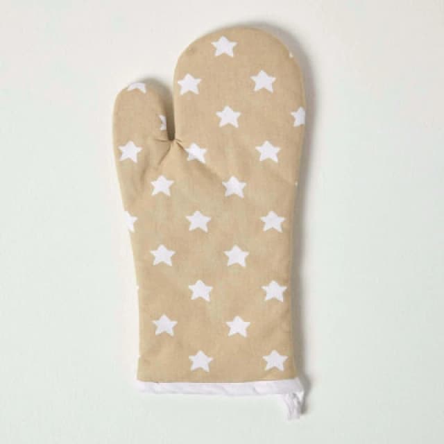 Homescapes Cotton Stars Beige White Oven Glove Beige unisex