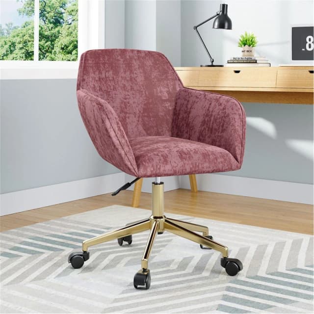 Kabinet UK Velvet Upholstered Home Office Swivel Task Chair Pink unisex One size