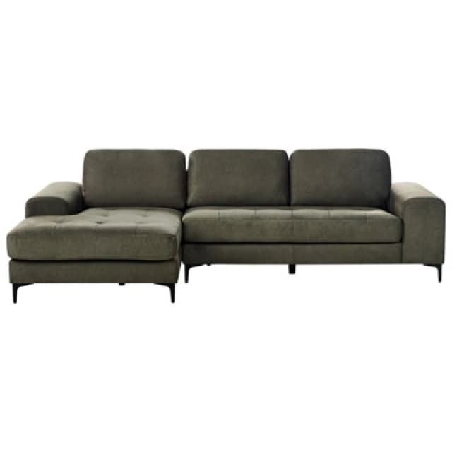 Beliani Corner Sofa 4 Seater Kiruna Fabric Dark Green Right Hand