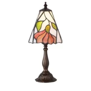 Botanica 1 Light Small Table Lamp Dark Bronze, Tiffany Glass, E14