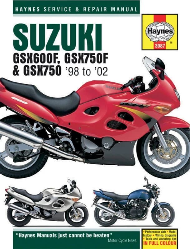 3987 - Haynes Repair Manual For Suzuki GSX600 F 1998-2002 3987