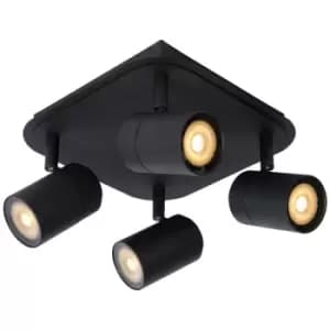 Lucide LENNERT - Ceiling Spotlight Bathroom - LED Dim. - GU10 - 4x5W 3000K - IP44 - Black