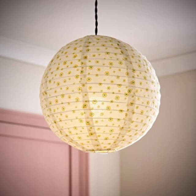 ValueLights Annie Ditsy Floral Natural Fabric Globe Ball Ceiling Lamp Shade Multi