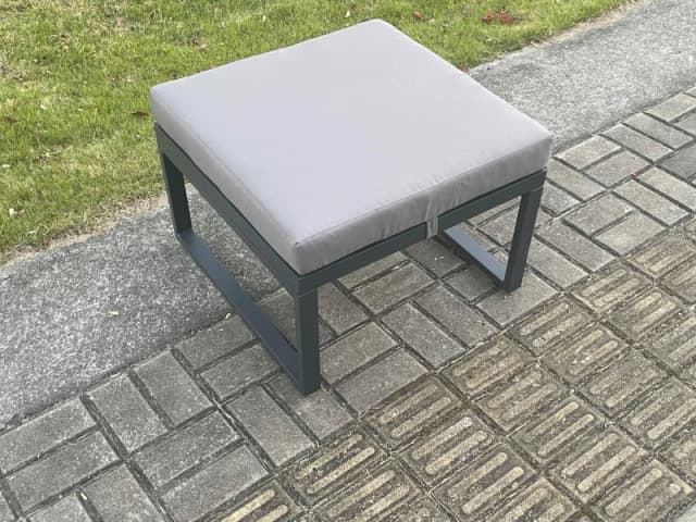 Fimous Aluminium Outdoor Garden Footstool Patio Big Stool for Balcony, Terrace, Swimming Pool Dark Grey Dark Grey Unisex