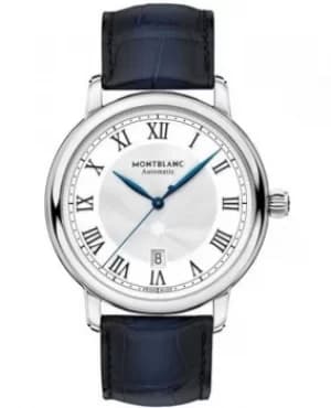 Mont Blanc Star Legacy Silver Dial Leather Strap Mens Watch 119956 119956