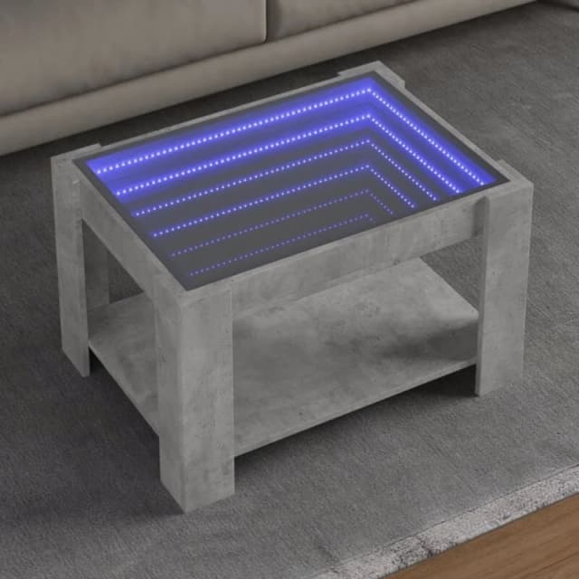 vidaXL Coffee Table with LED Concrete Grey 73x53x45cm Engineered Wood, Grey 847549