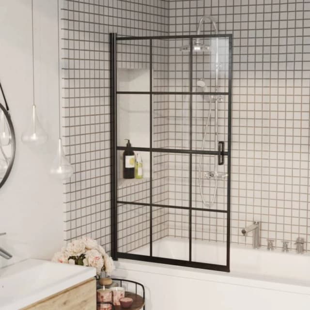 VIDAXL Shower Enclosure ESG 80x140cm Black vidaXL 8720286416020