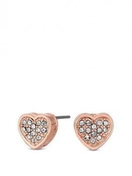 Jon Richard Jon Richard Swarovski Rose Gold Fine Pave Heart Stud Earring