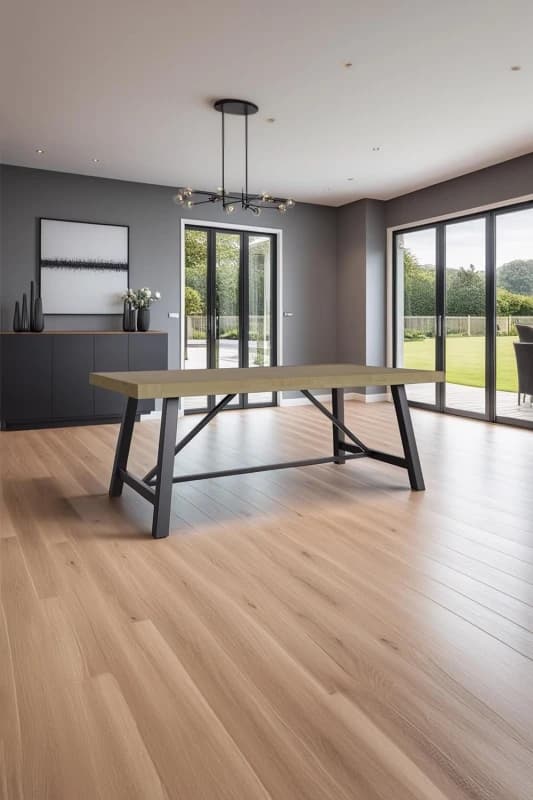 FWStyle FWStyle 2M Solid Pine Modern Fixed Top Dining Table in Brown Brown One Size Unisex 5056413124074