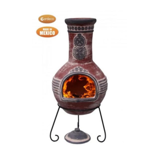 Gardeco Azteca X-Large Mexican Chimenea In Red And Grey
