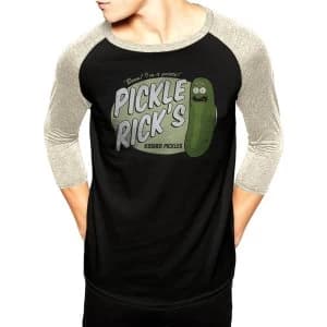 Rick And Morty - Kosher Pickle Mens Large Baseball Shirt - Black