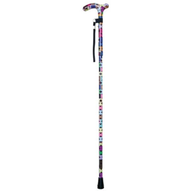 Loops Deluxe Ambidextrous Foldable Walking Cane - 5 Height Settings - Sixties Design Multi