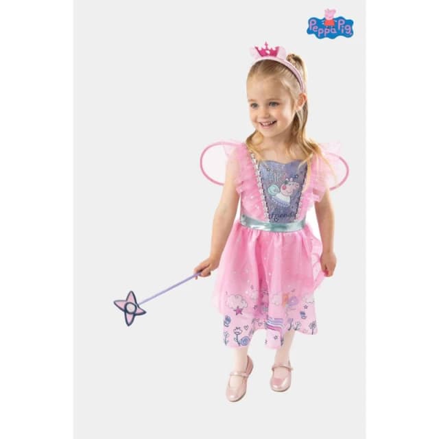 Peppa Pig Girl's Officially Licensed Fairy Princess Dress With Tiara & Wand Girls Costume Fancy Dress, Parties, & Role Play Ages 1 - 6 Pink Female