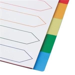 Elite A4 Divider 10 Part Polypropylene Punched Reinforced Coloured