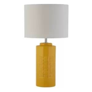 Cylinder Shape Ochre Ceramic Table Lamp