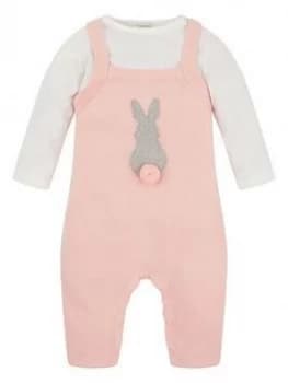 Monsoon Baby Girls Knitted Dungaree And Tshirt Set - Pink