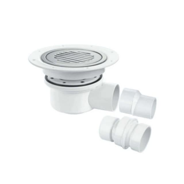 Mcalpine Sheet Flooring Two Piece 50mm Water Seal Shower Gully Polished Stainless Steel Cover Plater Without Securing Screws