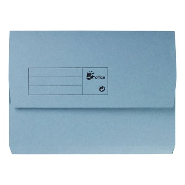 5 Star office 5 Star Office Document Wallet Half Flap 285gsm Recycled Capacity 32mm A4 Blue (Pack of 50) 913853