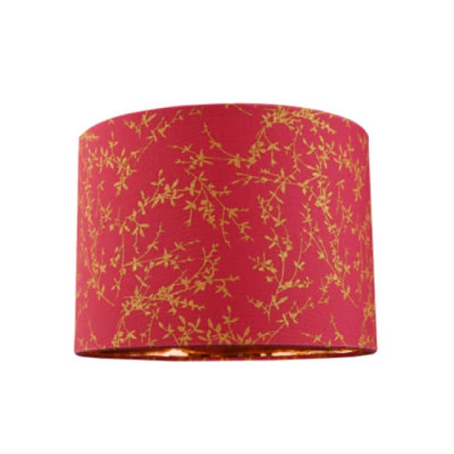 Happy Homewares Modern Burgundy Cotton Fabric 10 Lamp Shade With Copper Foil Floral Decoration