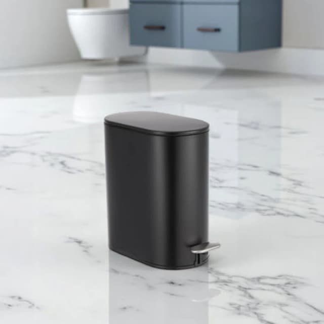 Showerdrape Fortuna 5L Soft Close Bathroom Pedal Bin Black