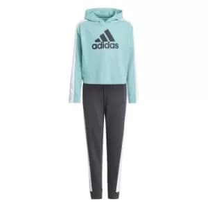 adidas Colorblock Crop Top Track Suit Kids - Grey