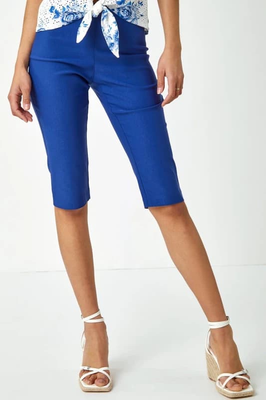 Roman Womens Knee Length Stretch Shorts in Midnight Size: 20 Midnight Female 20