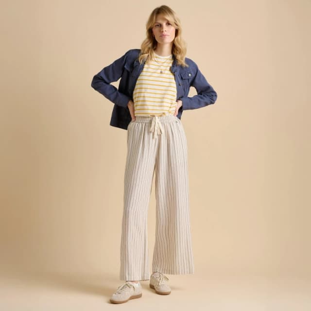 Brakeburn Womens Stripe Wide Leg Trouser in Cream Size: 20 Cream Female 20