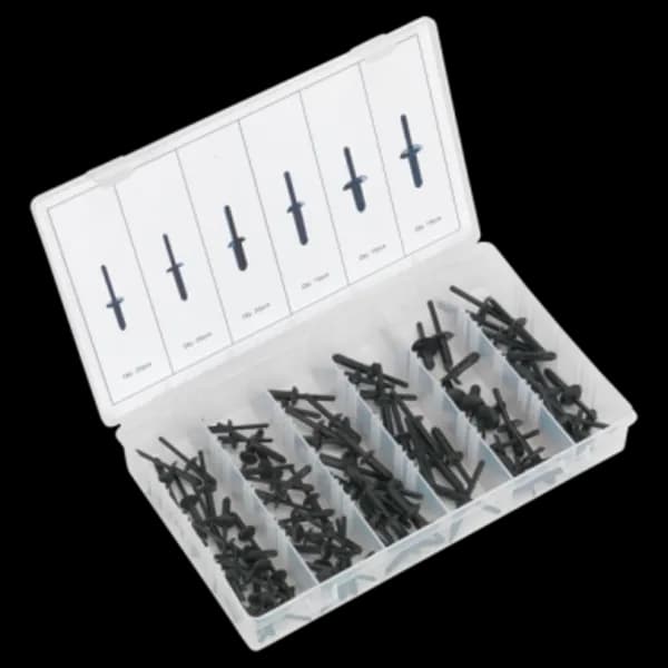 Genuine SEALEY BTC19 Rivet Assortment for GM, Ford, Chrysler, VW 115pc