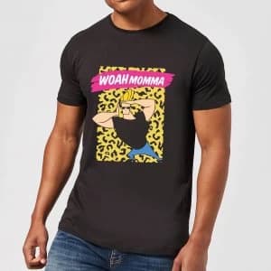 Johnny Bravo Woah Momma Mens T-Shirt - Black - 3XL - Black