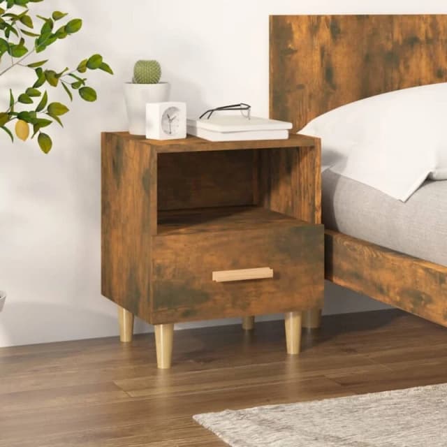 Vidaxl Bedside Cabinet Smoked Oak 40X35X47 Cm, Brown 817297