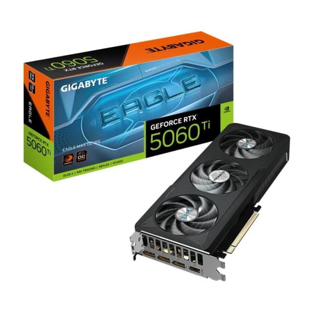 Gigabyte Gigabyte GeForce RTX 5060 Ti EAGLE MAX OC 16G Graphics Card - 16GB GDDR7, 128bit, PCI-E 5.0, 2617MHz Core Clock, 3 x DP, 1 x HDMI, NVIDIA DLS