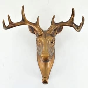 Deer Head Wall Coat Hook Bronze Finish