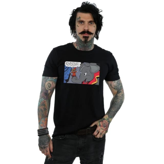 Disney Men Dumbo Rich And Famous T-Shirt in Black Size: Small Black S Male 5057955955041