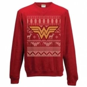 Wonder Woman Logo Unisex Large Christmas Jumper - Red
