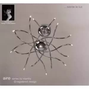 Hanging lamp Telescopic area 16 Bulbs G4 Waved Arms, polished chrome