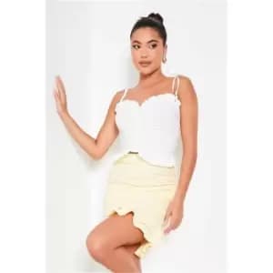 I Saw It First Lemon Frill Hem Ruched Mini Skirt - Yellow