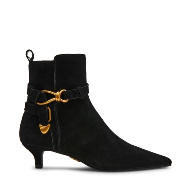 Steve Madden Womens Roller Ankle Heeled Boots Black Suede female 4 (37)